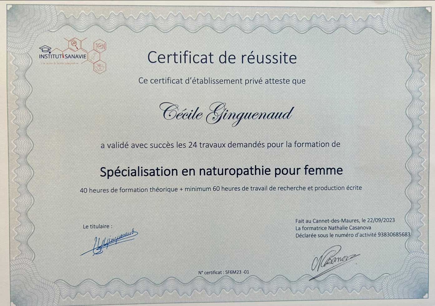 certificat femme 2